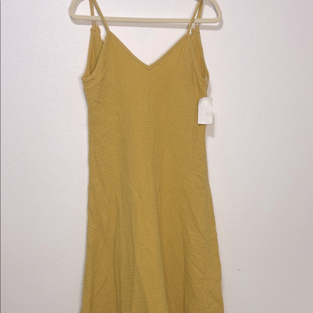 Nordstrom Maxi Sundress Spaghetti Strap Mustard 100% Cotton Size XS PTP 17” NWT